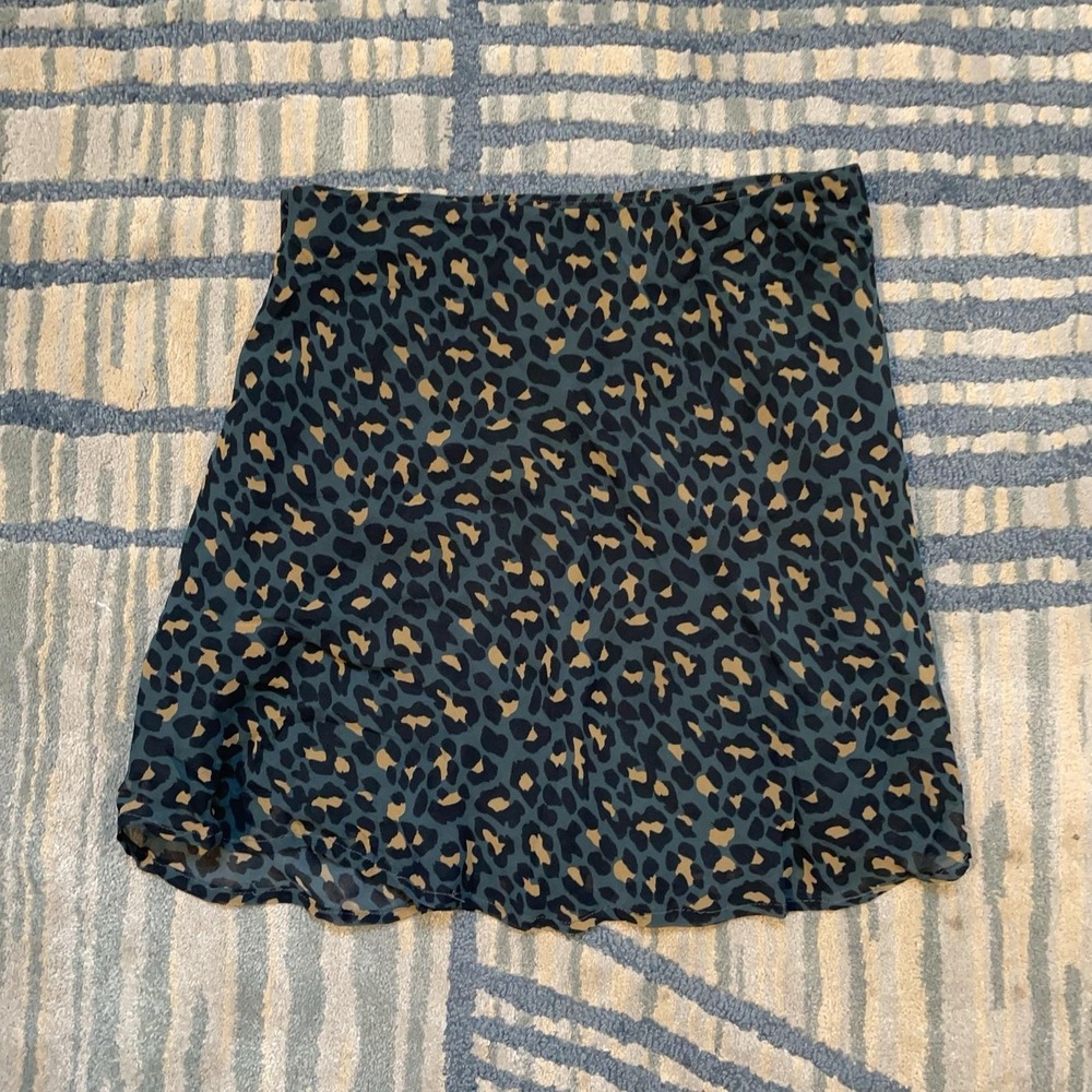 By Anthropologie Skirt Womens Small Black Leopard Print Layered Lined Chiffon - Picture 3 of 6
